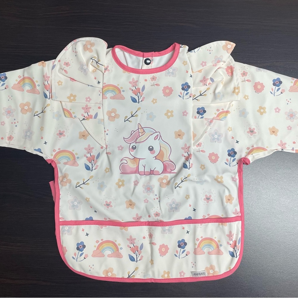 Unicorn Print Kids Bib with Sleeves
